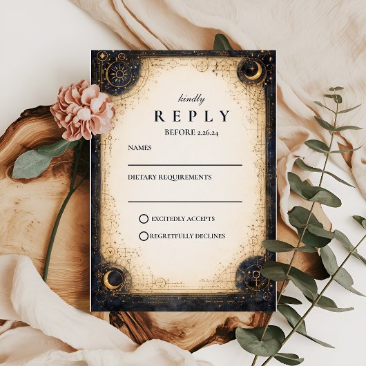 Astral Night Wedding RSVP Kaartje