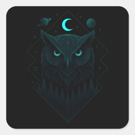 Astral Owl - Cosmic Night Wisdom Vierkante Sticker (Voorkant)