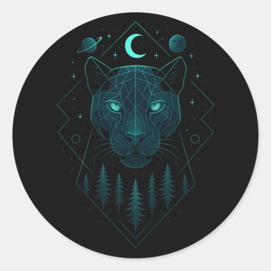 Astral Panther - Cosmic Dark Predator Ronde Sticker (Voorkant)