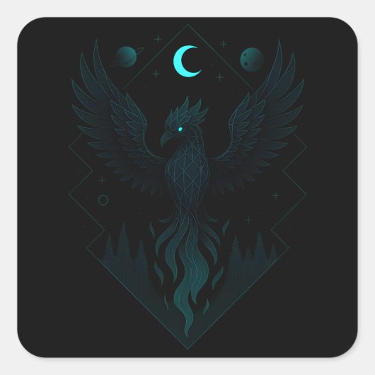 Astral Phoenix - Kosmische Vuur Wedergeboorte Vierkante Sticker (Voorkant)