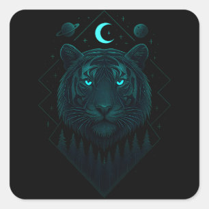 Astral Tijger - Kosmische Blaze Roofdier Vierkante Sticker