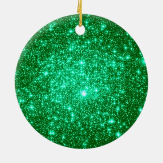 Astrale Glitter Groene Kerstversieringen Keramisch Ornament (Achterkant)