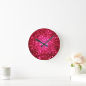 Astrale Glitter Hot Pink Ronde Klok (Huis)