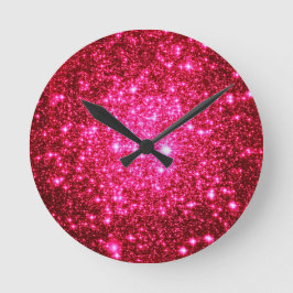 Astrale Glitter Hot Pink Ronde Klok