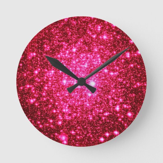Astrale Glitter Hot Pink Ronde Klok (Voorkant)