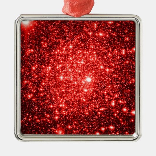astrale glitter Rood Metalen Ornament (Voorkant)