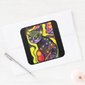 Astrale Kat Vierkante Sticker (Envelop)