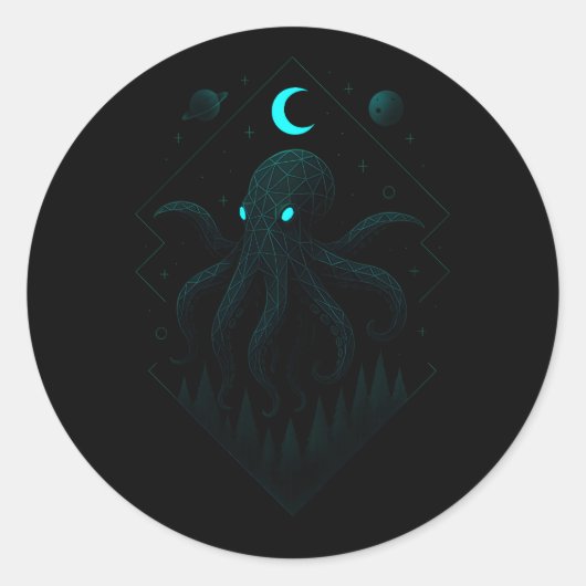 Astrale Octopus - Kosmische Intelligentie Ronde Sticker (Voorkant)