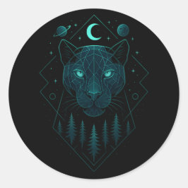 Astrale Panter - Kosmische Donkere Roofdier Ronde Sticker