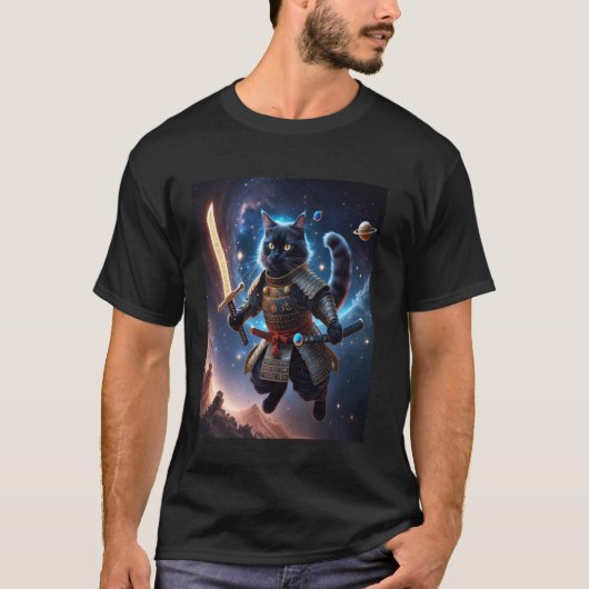 Astrale Samurai Kat Bewaker van de Hemelse Golven T-shirt (Voorkant)