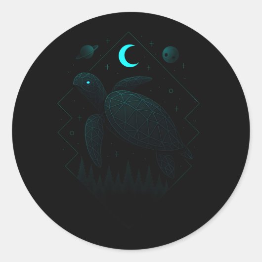 Astrale Schildpad - Kosmische Oude Wijsheid Ronde Sticker (Voorkant)