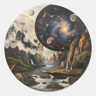 Astrale symmetrie: Natuur en universum samenvoegen Ronde Sticker