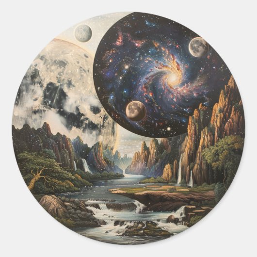 Astrale symmetrie: Natuur en universum samenvoegen Ronde Sticker (Voorkant)