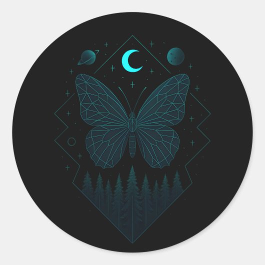 Astrale Vlinder - Kosmische Schoonheid Ronde Sticker (Voorkant)