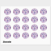 Astralina Cute Paars Blue Fairy Illustration Ronde Sticker (Vel)