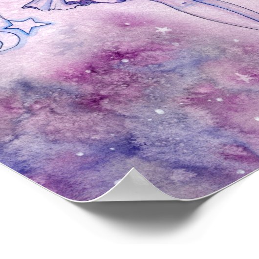 Astralina Paars Blue Fairy Fantasy Art Waterverf Poster (Hoek)