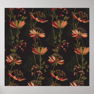 Astrantiabloemen:  bloemenweefsel. poster