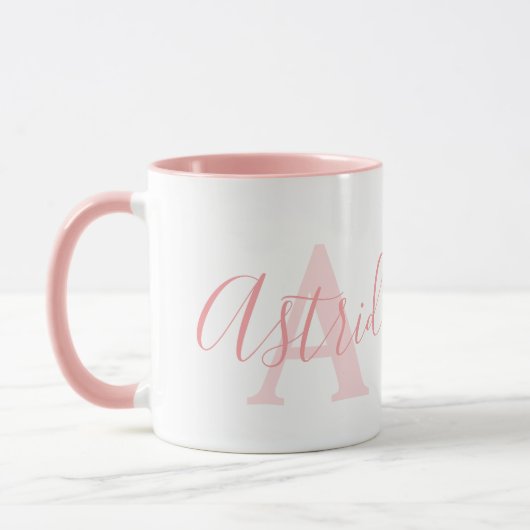Astrid-naam betekent zachte roze monogram mok (Links)