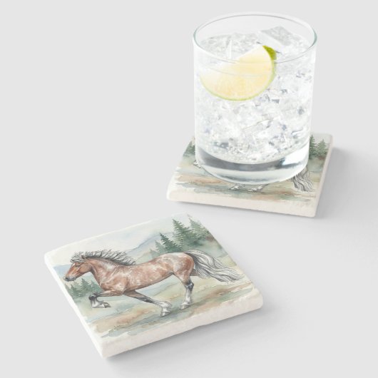 Astrid Tolting Icelandic Horse watercolor Stenen Onderzetter (Zijkant)