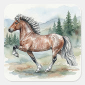 Astrid Tolting Icelandic Horse watercolor Vierkante Sticker (Voorkant)