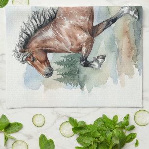 Astrid Tolting IJslands paard aquarel Theedoek