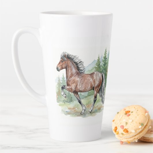 Astrid Watercolor Icelandic Horse Latte Mok (In situ)