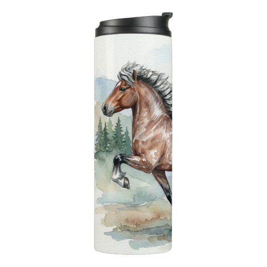 Astrid Watercolor IJslands Paard Thermosbeker (Gedraaid links)