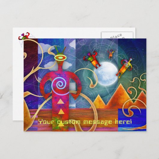 Astro Alien Angels Ascending Briefkaart (Voorkant / Achterkant)