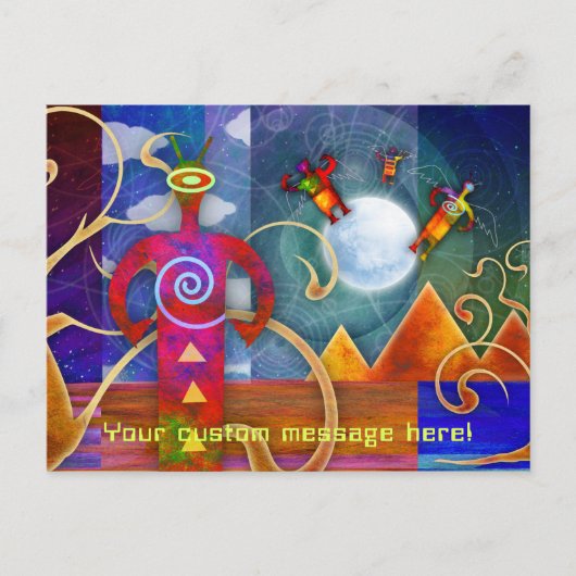 Astro Alien Angels Ascending Briefkaart (Voorkant)