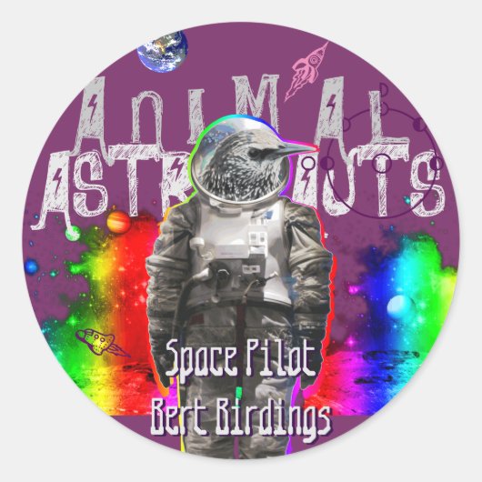 Astro Bird Ronde Sticker (Voorkant)