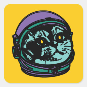 Astro Cat Breathing Intensifieert... Vierkante Sticker