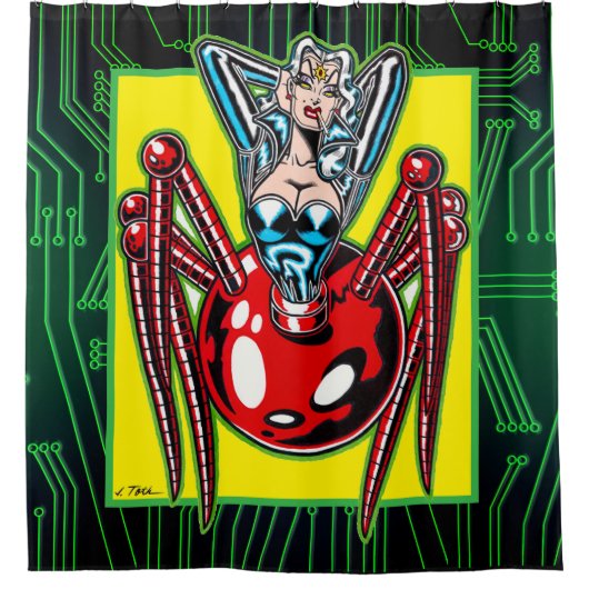 Astro Creeps™: Madam Mechanism™ Douchegordijn (Voorkant)