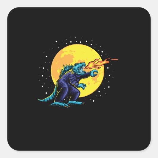 Astro Godzilla illustratie met design Vierkante Sticker (Voorkant)