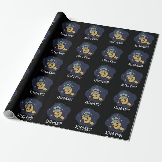 Astro-knoop Grappige Astronaut Grappenmaker Donker Cadeaupapier (Uitgerold)