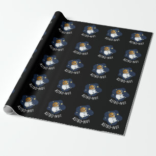 Astro-nut Funny Nut Astronaut Pun Dark BG Cadeaupapier