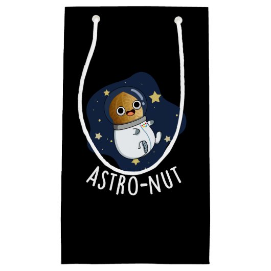 Astro-nut Funny Nut Astronaut Pun Dark BG Klein Cadeauzakje (Voorkant)