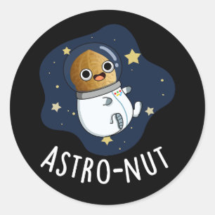 Astro-nut Funny Nut Astronaut Pun Dark BG Ronde Sticker