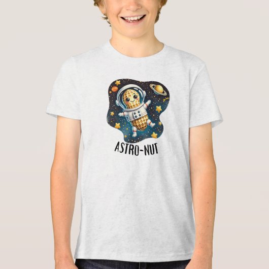 Astro-Nut Pinda, Astronaut Woordspeling | Tri-Blend Shirt (Voorkant)