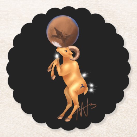 Astro Ram Mars Zodiac Kartonnen Onderzetters (Voorkant)