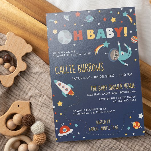 Astro Sloth - Oh Baby! Baby shower ruimte Kaart