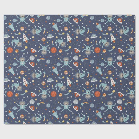 Astro Sloths Cadeaupapier (Vlak)