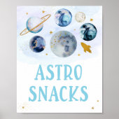 Astro Snacks Galaxy Blue Gold Space Birthday Poster (Voorkant)