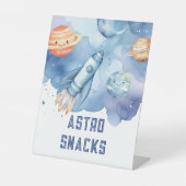 Astro Snacks Outer Space planeten verjaardagsfeest Reclamebord Met Voetstuk (Voorkant)