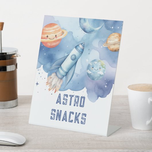 Astro Snacks Outer Space planeten verjaardagsfeest Reclamebord Met Voetstuk (Insitu)
