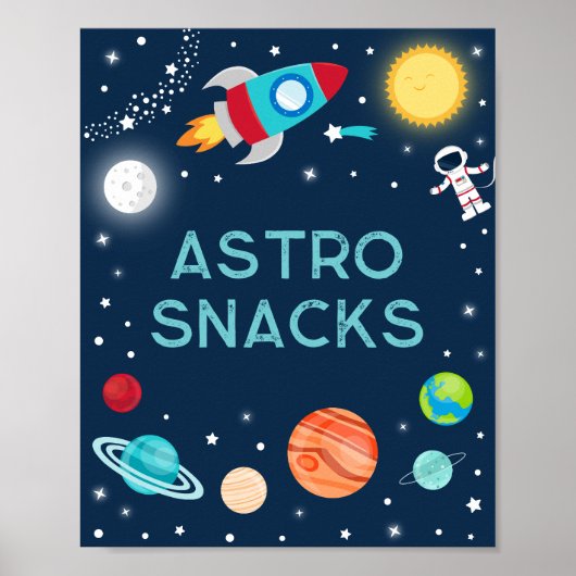 Astro Snacks Space Astronaut Planets Birthday Poster (Voorkant)