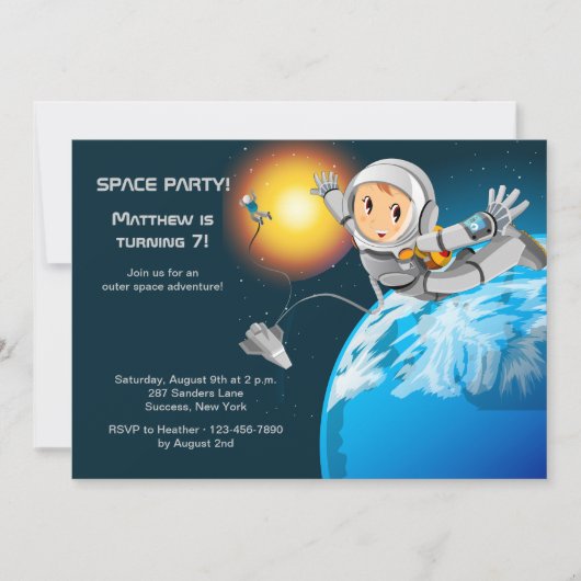 Astroboy Space Party Invitation Kaart (Voorkant)