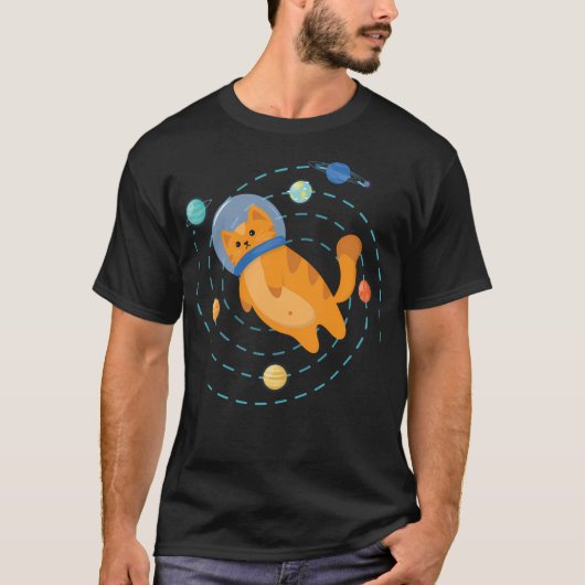 Astrocat - Astronaut kat met planeten T-shirt (Voorkant)