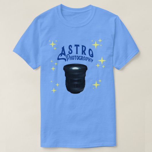 Astrofotografie Camera Lens T-shirt (Design voorkant)