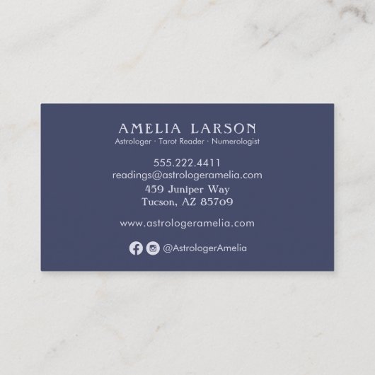Astrologer Cosmic Moon en Planets met handen Visitekaartje (Achterkant)