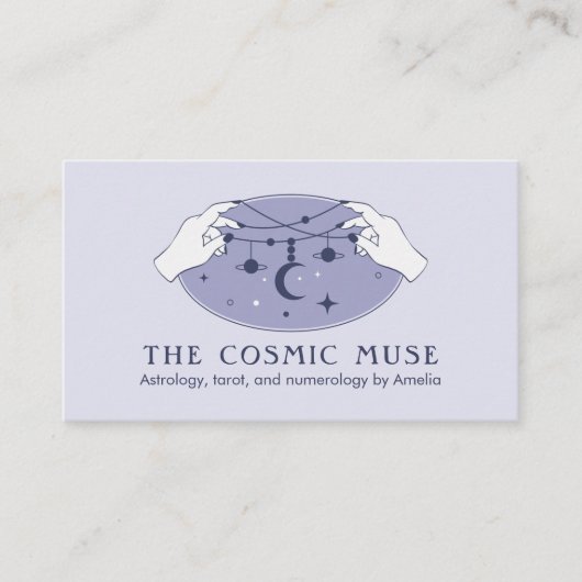 Astrologer Cosmic Moon en Planets met handen Visitekaartje (Voorkant)